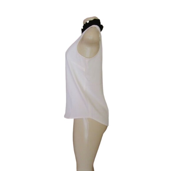 NWT, J. Crew Ruffle Neck Sleeveless Blouse XS White & Black - Picture 3 of 7